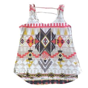 ❤6 for $12 Papaya Southwestern Graphic Rhinestone studded tank top Western